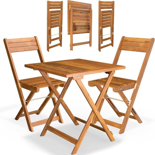 Wooden bistro set - wooden, folding