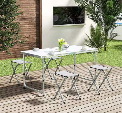 White foldable picnic table - foldable,