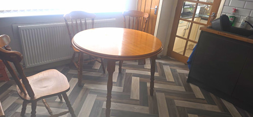 Round wood dining table - round,